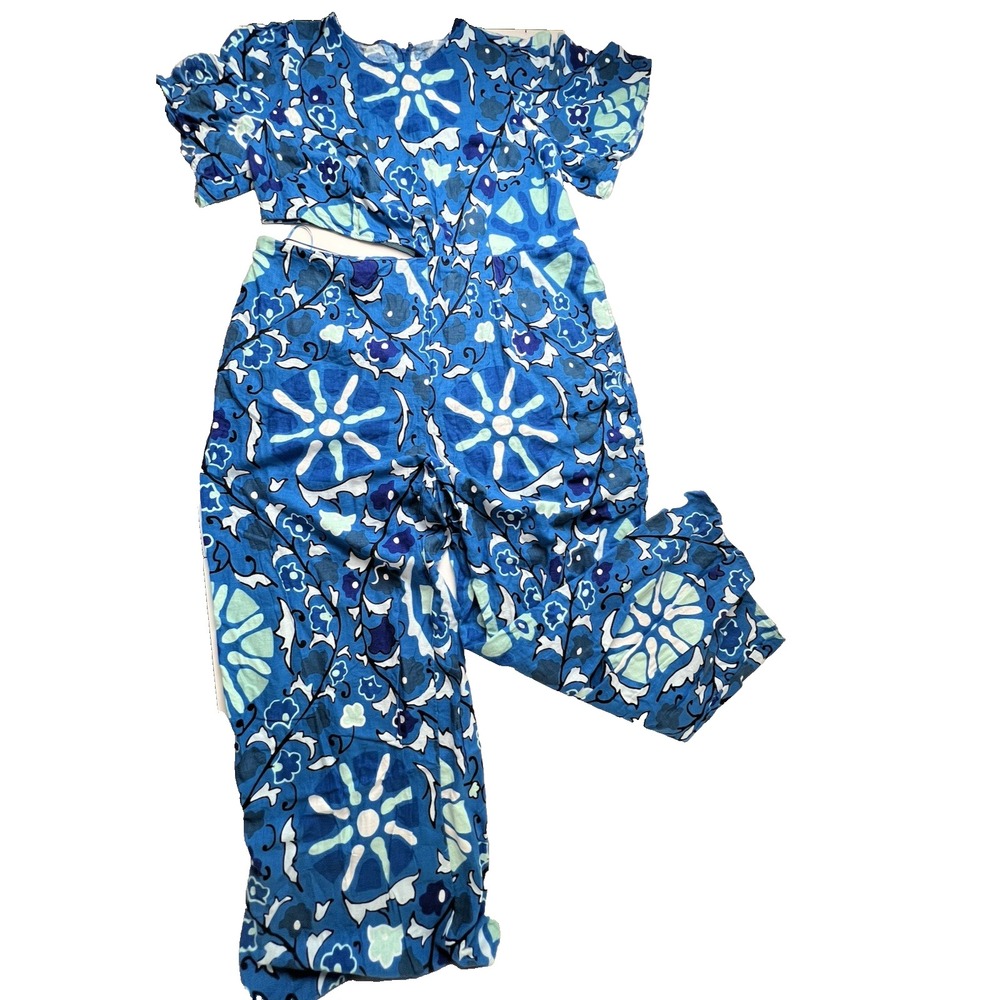 Rhode x Target Flutter Sleeve Cutout Wide Leg Linen Blend Jumpsuit Blue Size 2X
